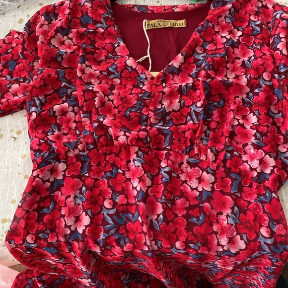 Pink Floral Print Dress by Pala D'oro. Size Small - Picture 12 of 16